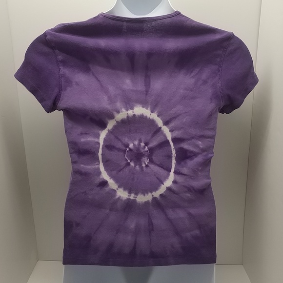 Xhilaration women's junior short sleeve top XL purple tie dye graphic print - Picture 4 of 12